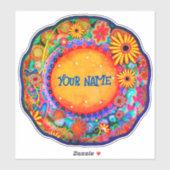 Cool Fun Floral Custom Trendy Naam Inspirivity Sticker (Vel)