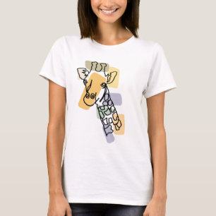 Cool Fun Giraffe Abstracte lijn Art T-shirt