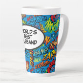 Cool Fun Man Kleurrijke Comic Typographic Latte Mok (Rechterhoek)