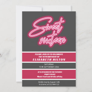 Cool fun neon typografie strepen zoet 16 kaart