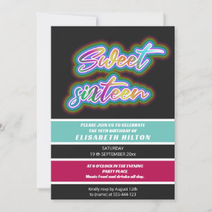 Cool fun neon typografie strepen zoet 16 kaart