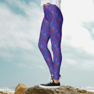 Cool Fun Paars Blauw Halloween Spinnenweb Patroon Leggings