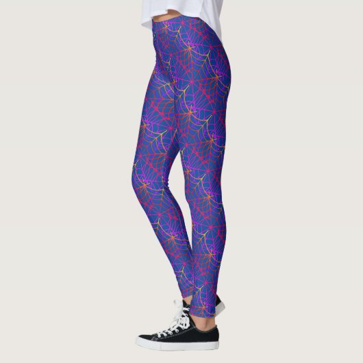 Cool Fun Paarse Blue Halloween Spider Webpatroon Leggings (Links)
