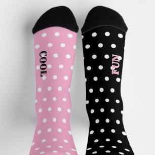 Cool Fun Pastel Roze Zwart Wit Stippen Sokken