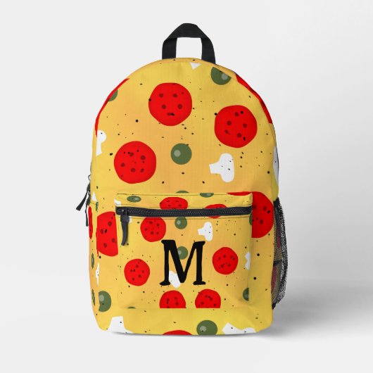 Cool fun pizza pepperoni paddenstoel Monogram Bedrukte Rugzak (Voorkant)
