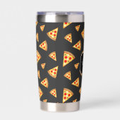 Cool fun pizza plakjes patroon donkergrijs Monogra Geïsoleerde Drinkbeker (Voorkant)