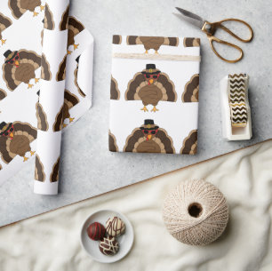 Cool Fun Turkije Thanksgiving patroon op wit Cadeaupapier
