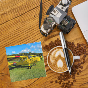 Cool Fun Vliegtuigfoto, Pilot Family, Luchtvaart Glazen Onderzetter