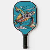 Cool Fun Zee Turtle Beach Abstracte kunst Pickleball Paddle (Voorkant)