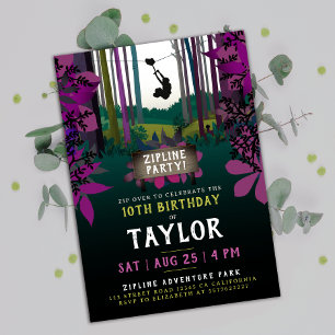 Cool Fun Zipline Paarse Bos Verjaardagsavontuur Kaart