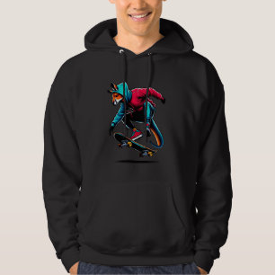 Cool Funky Kangaroo Skateboarden Illustratie Kunst Hoodie
