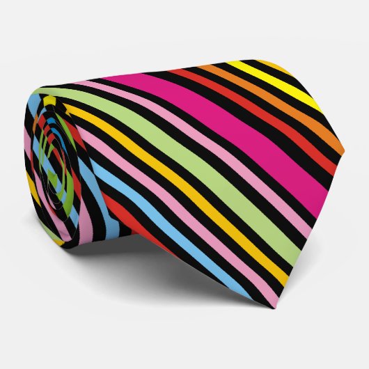 Cool Funky Retro Kleurrijke Gestreepte Stropdassen (Opgerold)