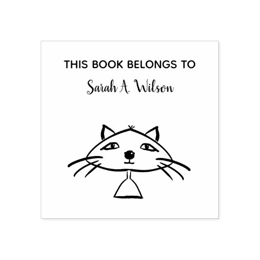 Cool Funny Art Cat Book Belangen Gepersonaliseerd Rubberstempel (Afrduk)
