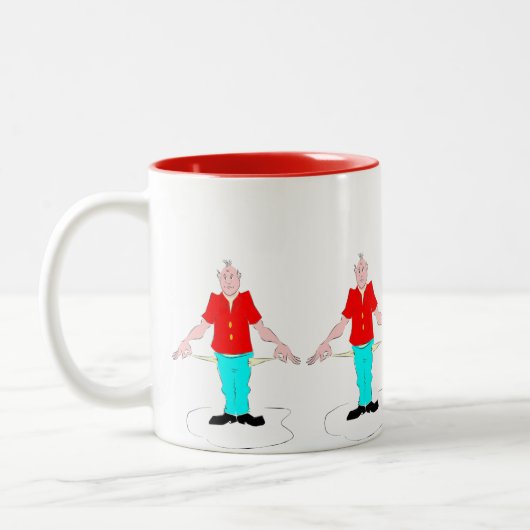 Cool Funny Broke Old Man Character Tweekleurige Koffiemok (Links)
