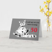 Cool Funny Cat 50th Verjaardag Kaart (Gele Bloem)