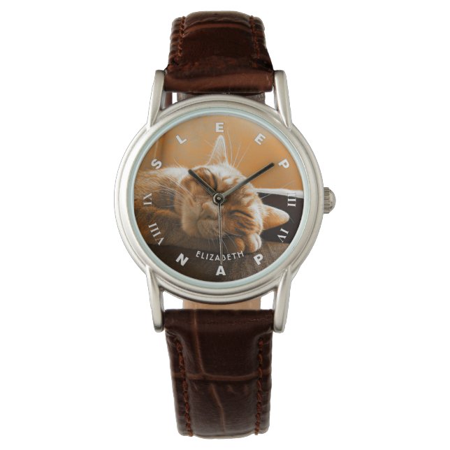 Cool Funny Cat Slaping and Napping Clock Horloge (Voorkant)