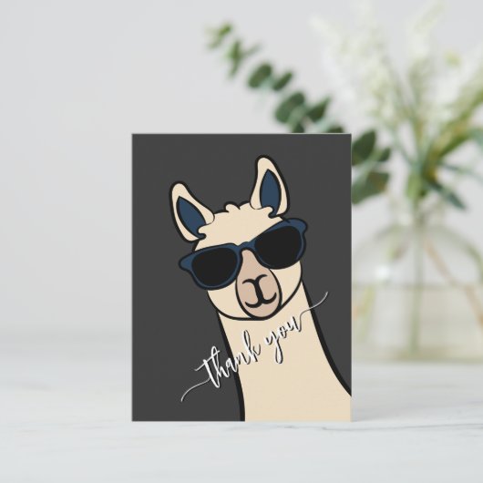 Cool Funny Lama met zonnebril Alpaca Dank u Briefkaart (Staand voorkant)