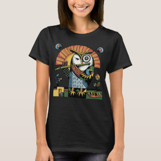Cool Funny Owl speelt fluit muziek Abstract T-shirt