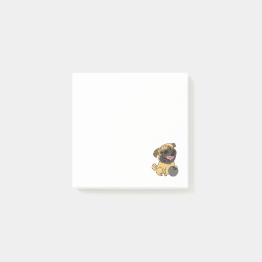 Cool Funny Pug Dog Bowling Cartoon Post-it® Notes (Voorkant)