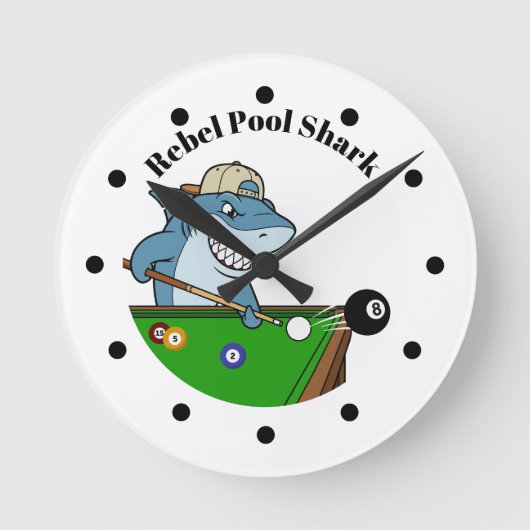 Cool Funny Rebel Pool Shark Wall Clocks Ronde Klok (Voorkant)