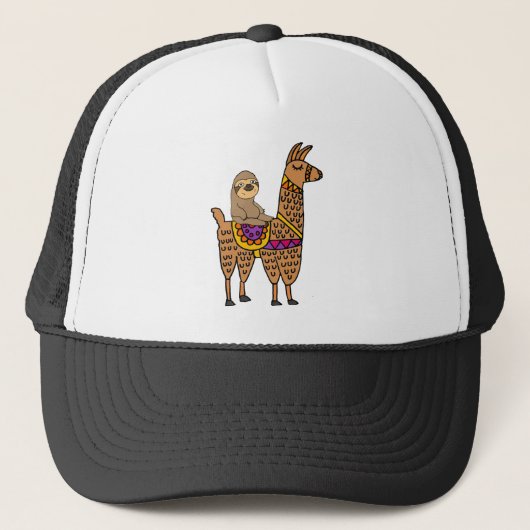 Cool Funny Sloth Riding Llama Trucker Pet (Voorkant)