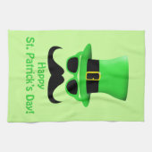 Cool Funny St. Patrick's Day Mustache Top hat Man Theedoek (Horizontaal)