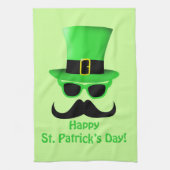 Cool Funny St. Patrick's Day Mustache Top hat Man Theedoek (Verticaal)
