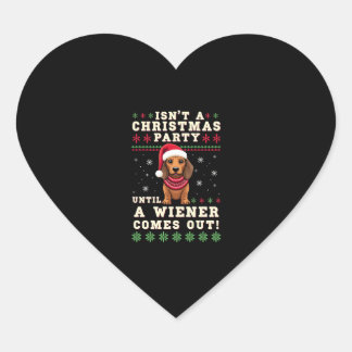 Cool Funny Wiener Dog Christmas Dachshund Holiday  Hart Sticker