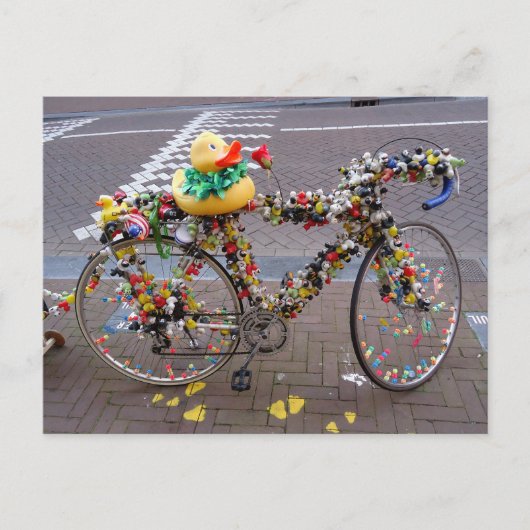 Cool Funny Yellow Duck Bicycle in Amsterdam Briefkaart (Voorkant)