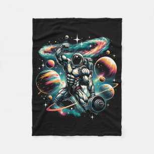 Cool Galaxy Bodybuilder Astronaut op Bodybuilding Fleece Deken