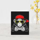 Cool Gamer Monkey With Controller Funny Gaming Vid Kaart (Gele Bloem)