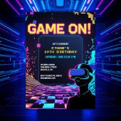 Cool Gamer Party Glitch Theme VR Verjaardag Kaart