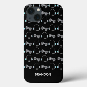 Cool Gamer Persoonlijk gamepatroon zwart iPhone 13 Hoesje
