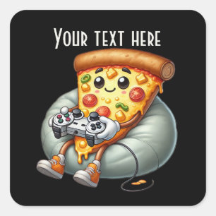 Cool gamer pizza party vierkante sticker