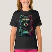 Cool Gamer Raccoon — Headphones and Controller T-shirt (Voorkant)