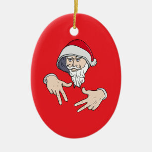 Cool Gangsta Hip Hop Hand Rap Sinterklaas Keramisch Ornament