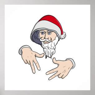 Cool Gangsta Hip Hop Hand Rap Sinterklaas Poster