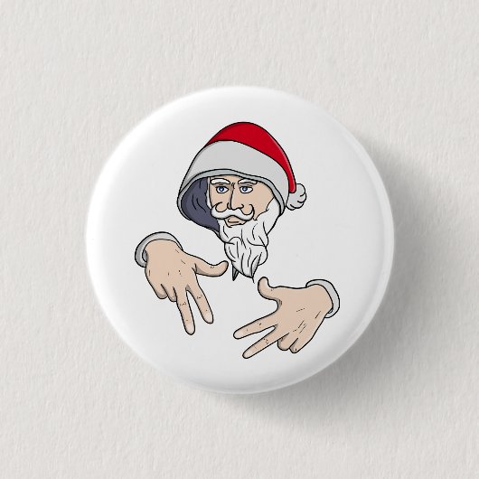 Cool Gangsta Hip Hop Hand Rap Sinterklaas Ronde Button 3,2 Cm (Voorkant)