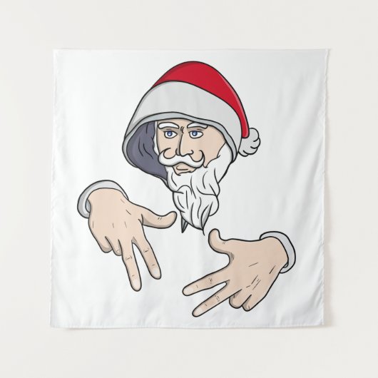 Cool Gangsta Hip Hop Hand Rap Sinterklaas Wandkleed (Voorkant)