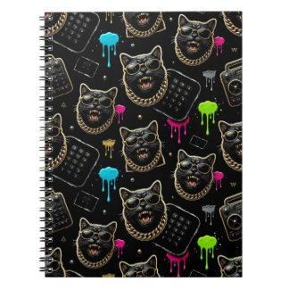 Cool Gangster Cat Neon Graffiti Streetwear Aesthet Notitieboek