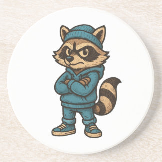 Cool Gangster Raccoon - Urban Streetwear Animal Ho Zandsteen Onderzetter