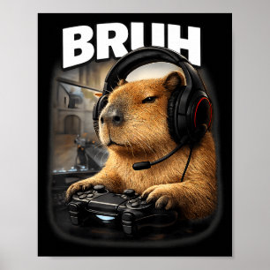 Cool gastheer capybara gamer grafisch grappige vid poster