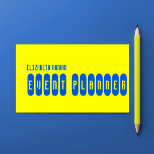 Cool Geel en Blauw Typografie Visitekaartje