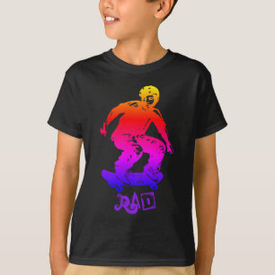 Cool Geel Rood Paarse Skateboarder Rad Sports T-shirt