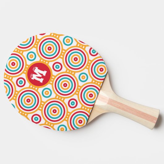 Cool Geometric Funny Initiaal Naam Kleurrijke Patr Tafeltennisbatje (Zijkant)