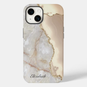 Cool Geometric Gold Cream Marmer Case-Mate iPhone 14 Hoesje