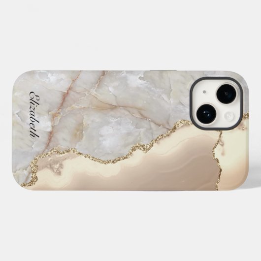 Cool Geometric Gold Cream Marmer Case-Mate iPhone Case (Achterkant (horizontaal))