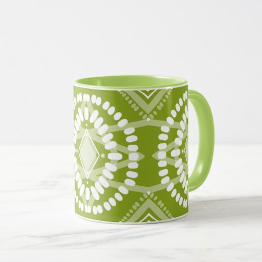 Cool Geometric Pattern Lime Green Batik Stropdas-D Mok (Voorkant rechts)