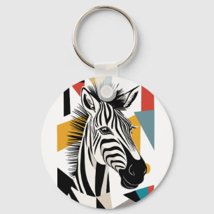 Cool Geometric Zebra African Wildlife Sleutelhanger