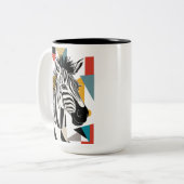Cool Geometric Zebra African Wildlife Tweekleurige Koffiemok (Voorkant links)